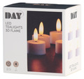 LED-telys m/3D flamme 4 stk.